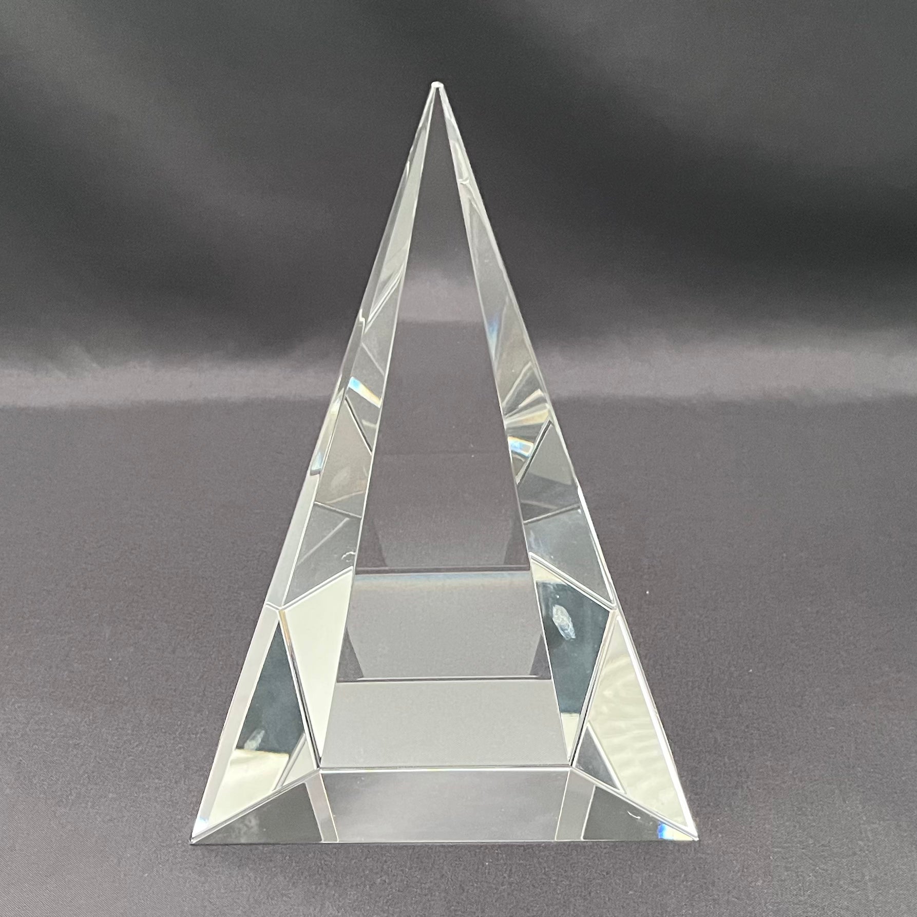 9"H Personalized Crystal Triangle Pyramid Award | Custom Engraved Executive Recognition Trophy