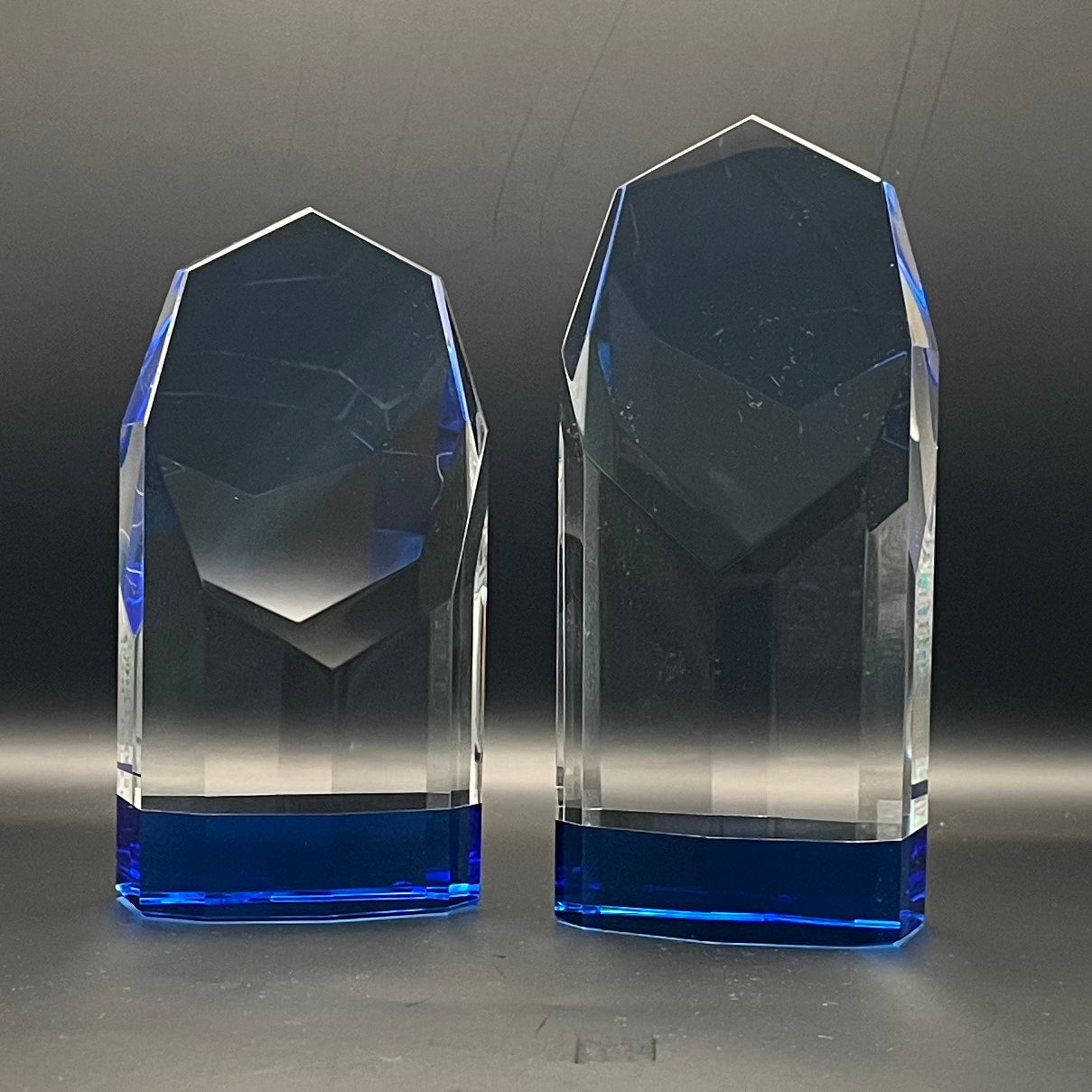 Crystal Corporate Award, Slanted Top with Bluish Bottom.