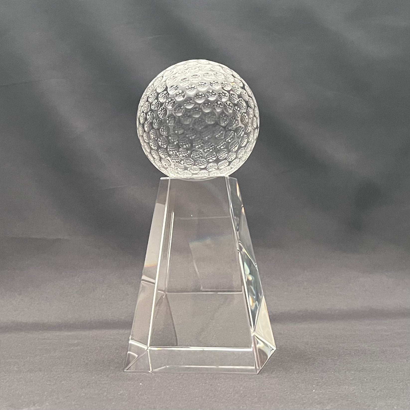 7 1/2"H Crystal Golf Award – Crystal Golf Ball with Base – Custom Engraved Sports Recognition Gift