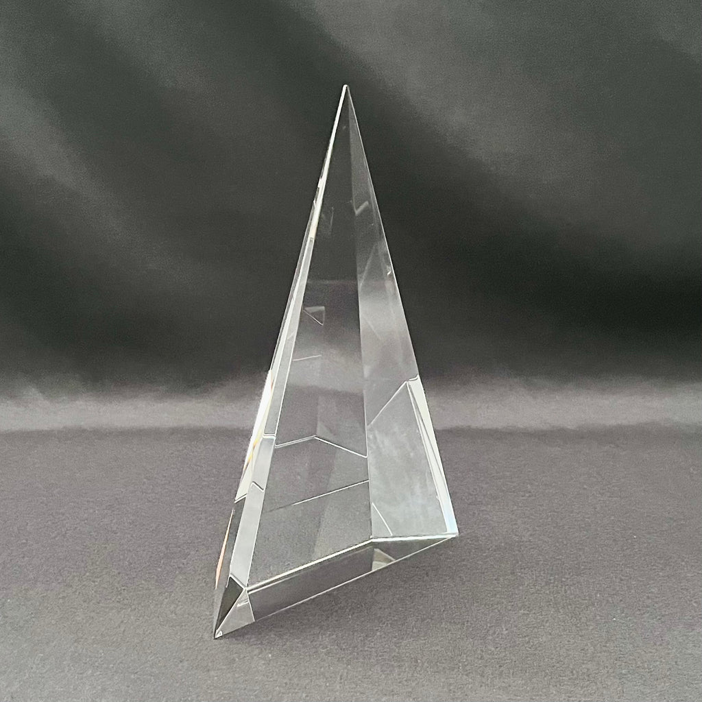 7"H Personalized Crystal Triangle Pyramid Award | Custom Engraved Executive Recognition Trophy