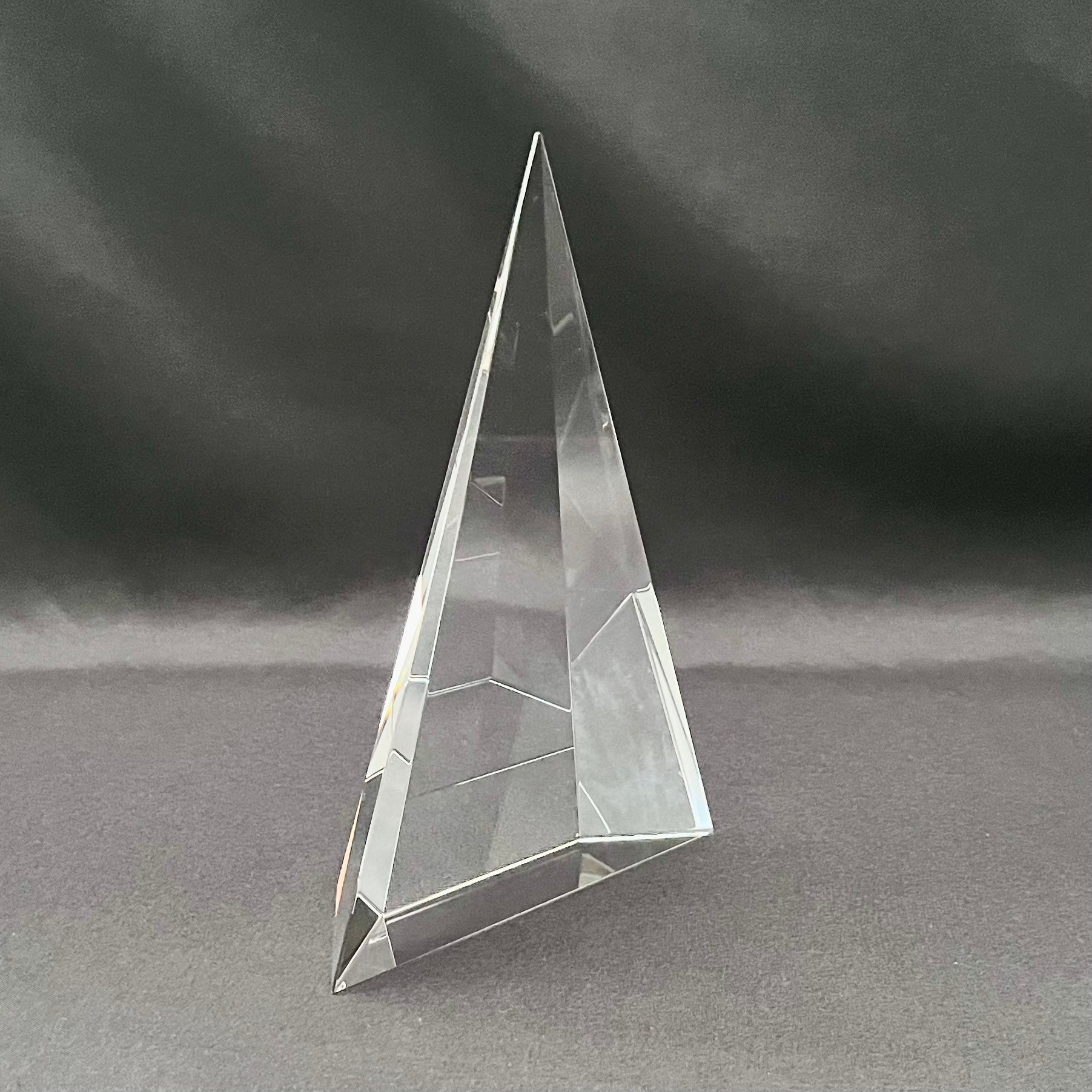 7"H Personalized Crystal Triangle Pyramid Award | Custom Engraved Executive Recognition Trophy