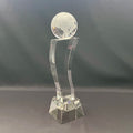 13 1/2" Crystal Globe Tower Award with Globe on Pedestal | Personalized Optical Crystal Recognition Trophy
