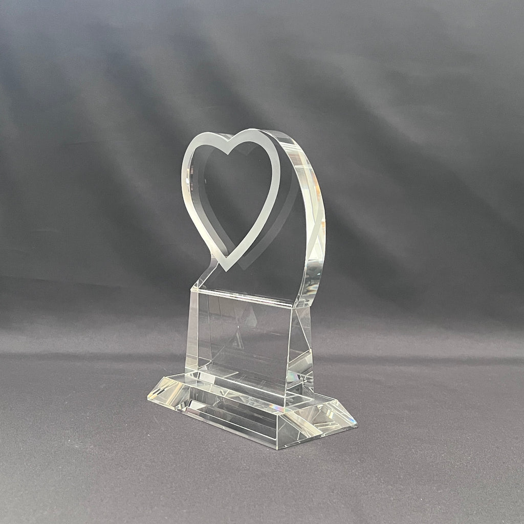 Crystal Awards with pre-etched heart 