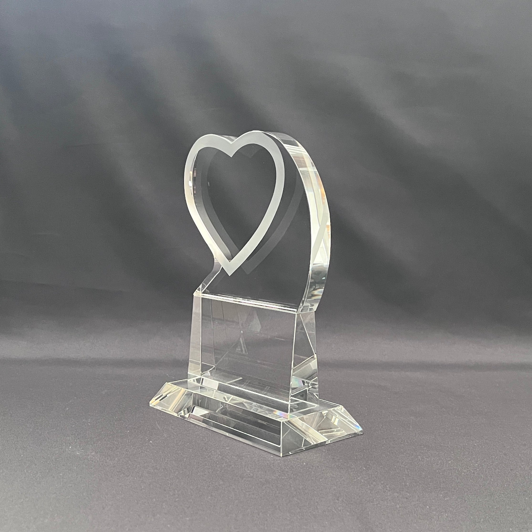 Crystal Awards with pre-etched heart 