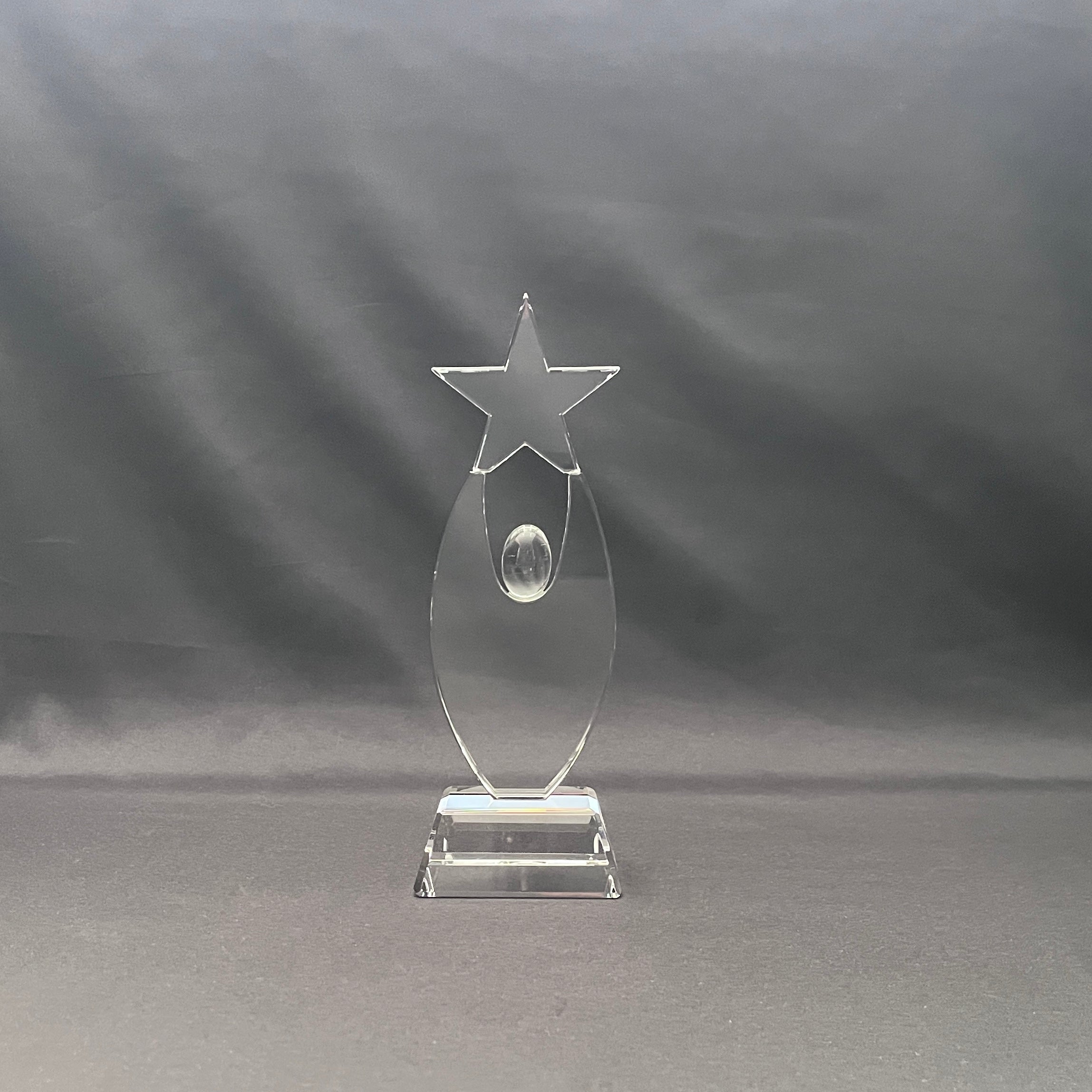 Crystal star on crystal base for corporate award 