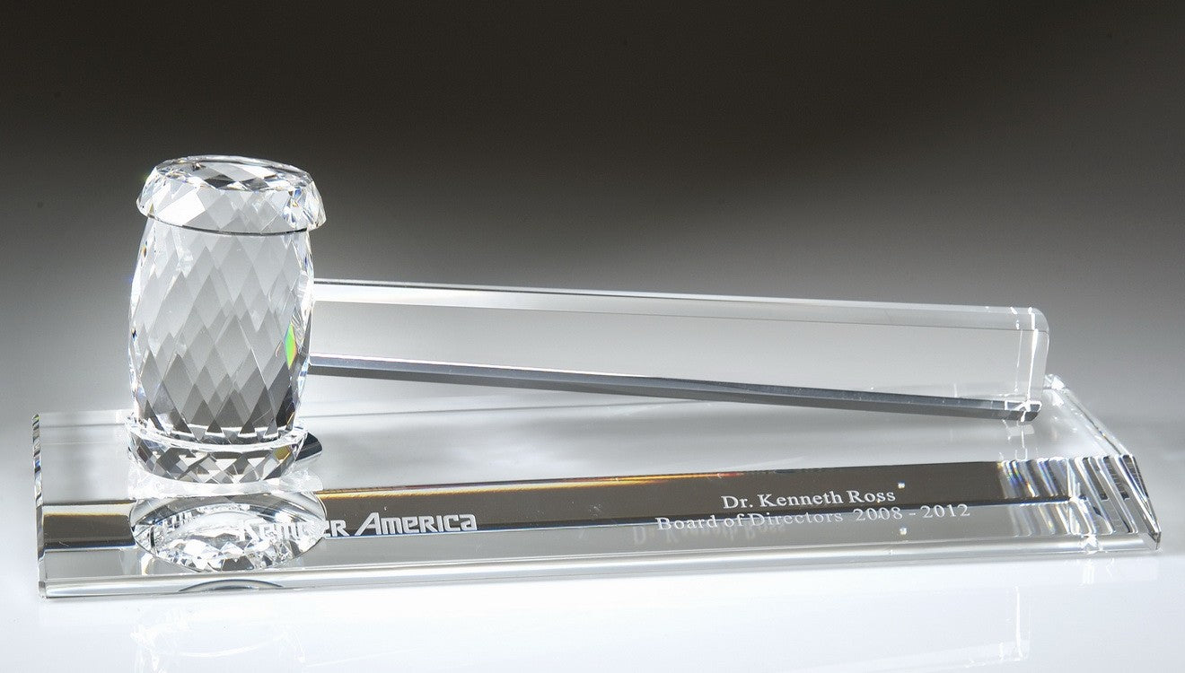 Crystal Gavel Award with Base, Perfect Gift or Award for Anniversary, Retirement, Judges, Chairman of Board, Retirement.