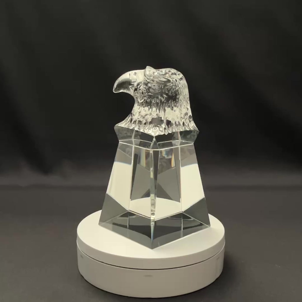 Crystal Eagle Head Award  – Personalized Crystal Eagle Trophy – Crystal Eagle Head on Base